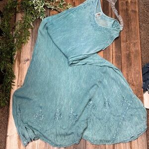 India Boutique Long Blue Rayon Sleeveless Dress